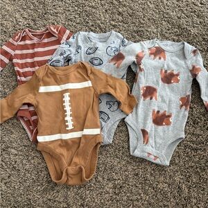 Bundle Baby Boy 0-3 Month Long Sleeve Onesies